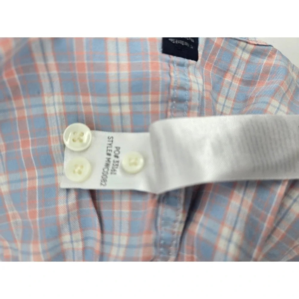 Faherty Movement Shirt Mens Large Blue Orange Plaid Stretch Button Down MWC0082